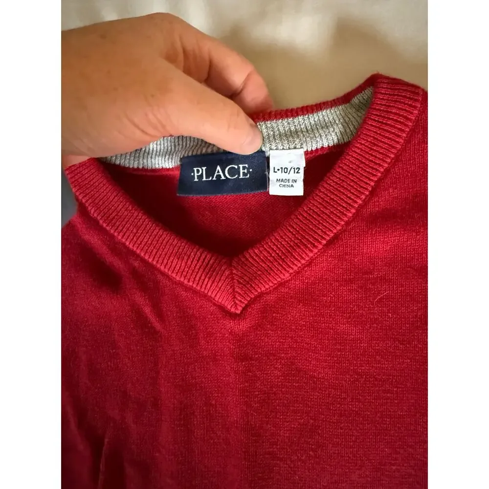 Children's Place red v neck sweater size 10-12